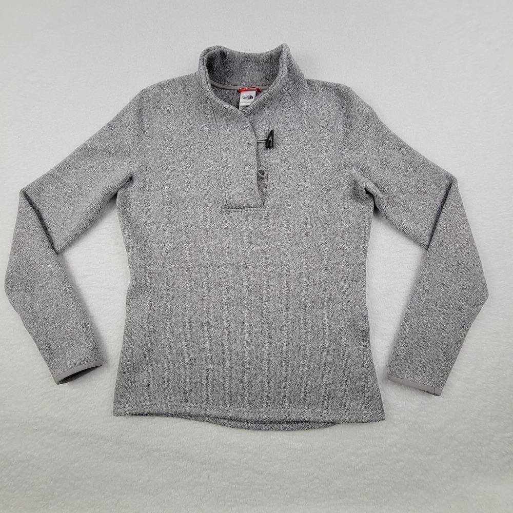 The North Face 1/4 Toggle Pullover Sweater Womens Size Small Gray READ - Picture 2 of 9